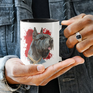 Giant Schnauzer Hund Red Abstrakt Background Mugg