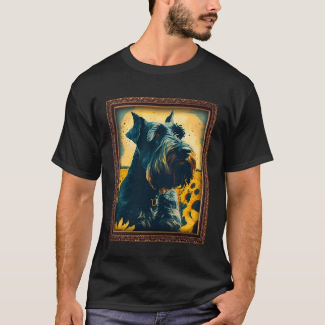 Giant Schnauzer Painting Sunflower Flower Mom Wome T Shirt (Framsida)
