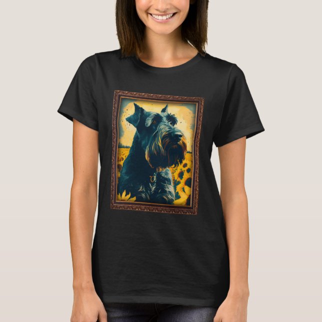 Giant Schnauzer Painting Sunflower Flower Mom Wome T Shirt (Framsida)