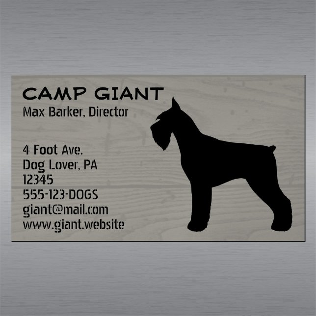 Giant Schnauzer Silhouette | Faux Wood Stil Visitkortmagnet (Skapare uppladdad)