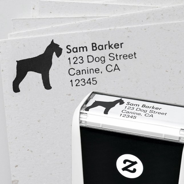 Giant Schnauzer Silhouette Returadress Självfärgande Stämpel (Skapare uppladdad)