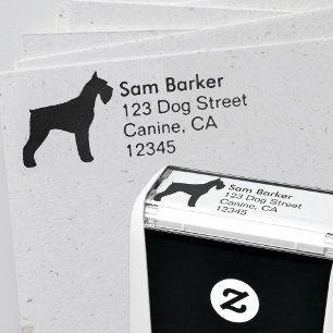 Giant Schnauzer Silhouette Returadress Självfärgande Stämpel