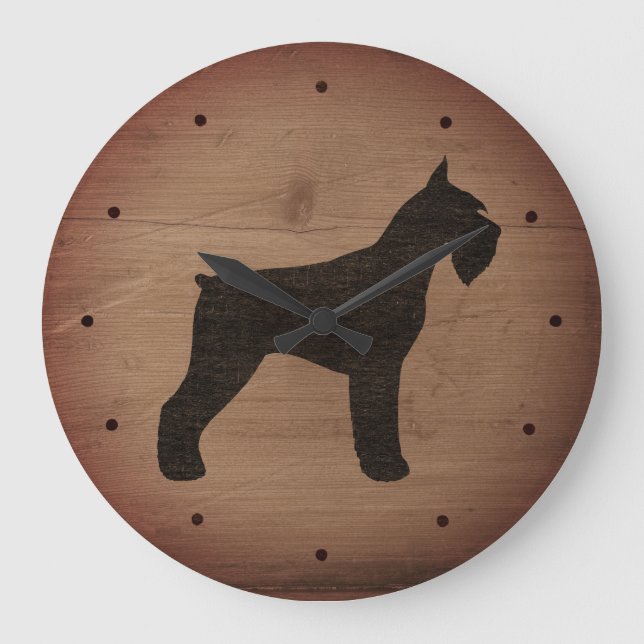 Giant Schnauzer Silhouette Rustic Stil Stor Klocka (Framsida)