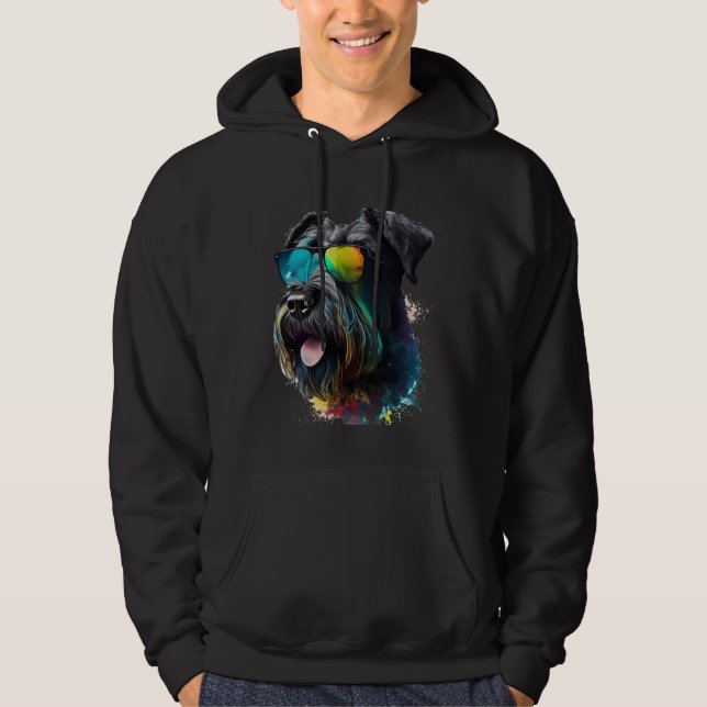 Giant schnauzer walking dog fans party sunglasses hoodie (Framsida)