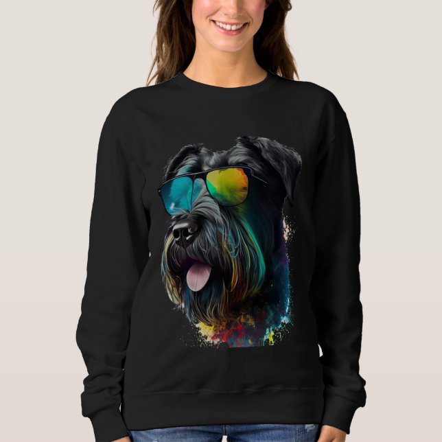 Giant schnauzer walking dog fans party sunglasses t shirt (Framsida)