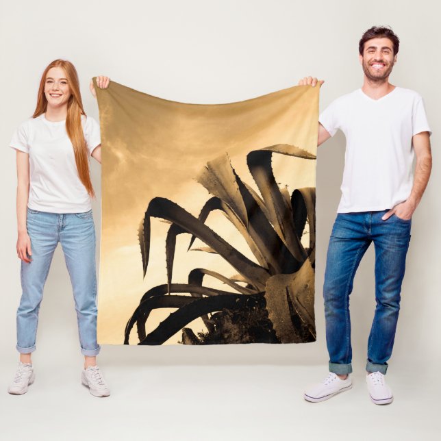 Giant Sepia Aloe Cactus Plant Fleecefilt (På plats)