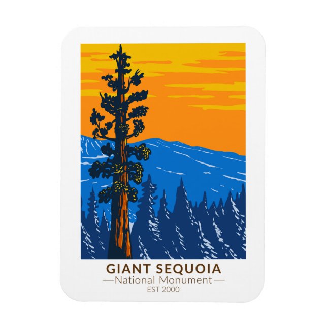 Giant Sequoia National Monument California Vintage Magnet (Vertikal)