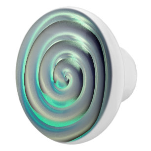 Giant silver och aquamarine spiral över svart knopp