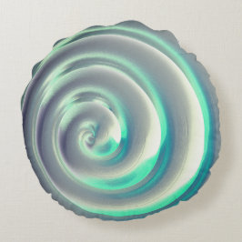 Giant silver och aquamarine spiral över vitt rund kudde