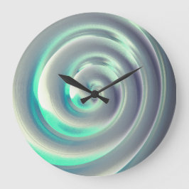 Giant silver och aquamarine spiral över vitt stor klocka