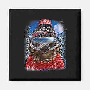 Giant Sloth in Winter Ski Magnet