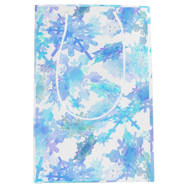 Giant Snöflingor Wrapping Papper Medium Gift Bag (Framsidan)