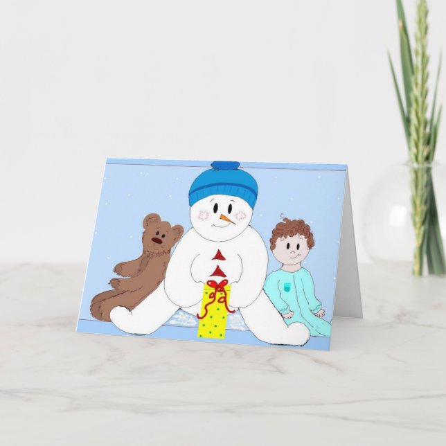 Giant Snögubbe och Vänner Helgkort (Framsida)