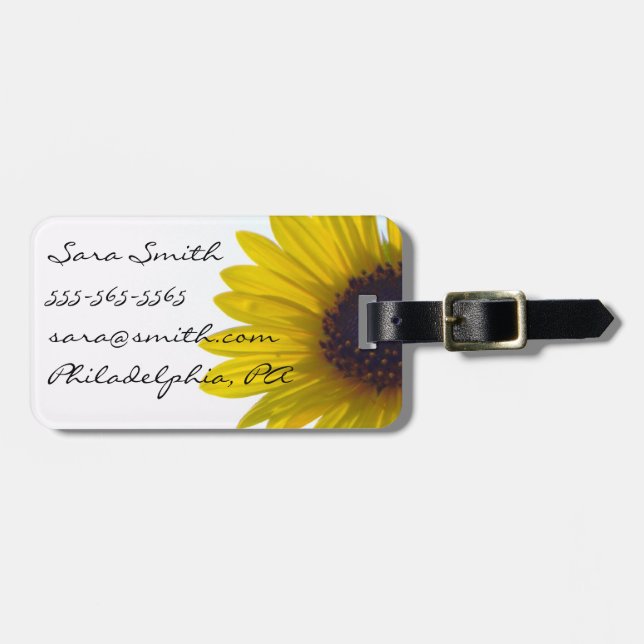 Giant Solros Luggage Tag - Anpassade Bagagebricka (Horisontell Framsida)