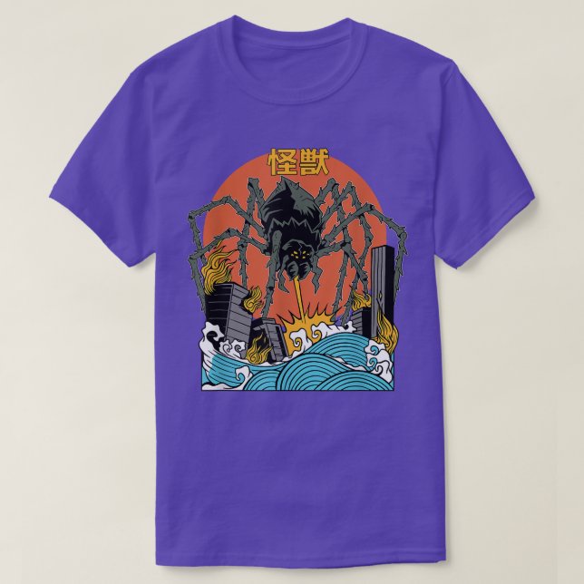 Giant Spider Sunset Japanska T Shirt (Design framsida)