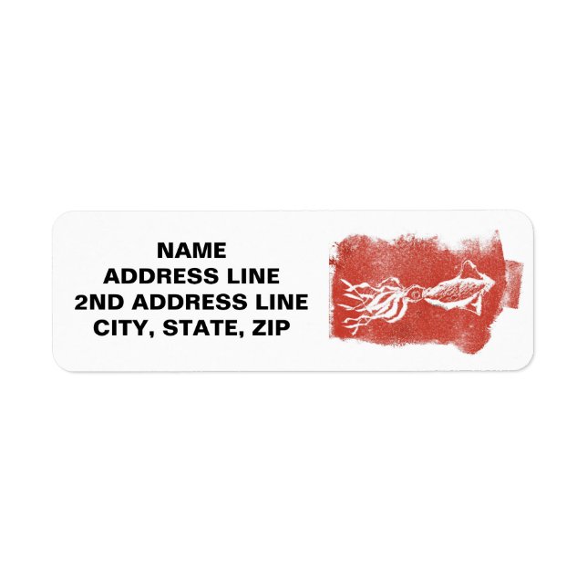 Giant Squid har en ärad ställe i Sci-Fi World Returadress Etikett (Framsidan)