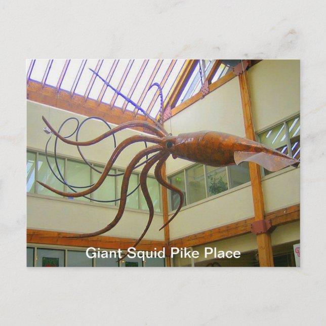 Giant Squid Pike Ställe Market Seattle, WA Postcar Vykort (Framsida)