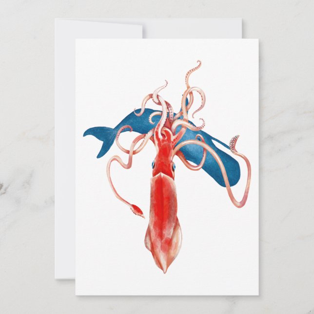 Giant Squid vs. Whale Julkort (Framsida)