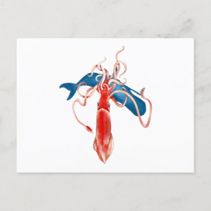 Giant Squid vs. Whale Vykort