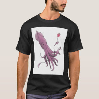 Giant Squid with Cake and Balloon T Shirt
