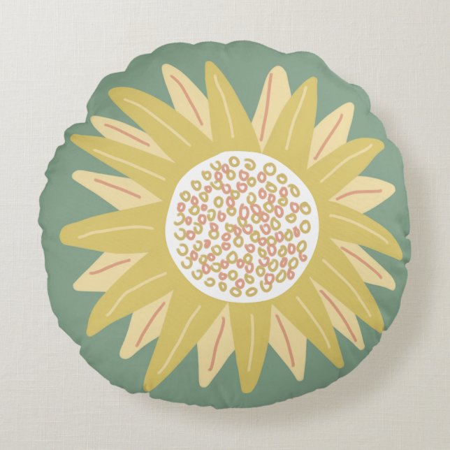 Giant Sunblomma Rund Kudde (Framsidan)