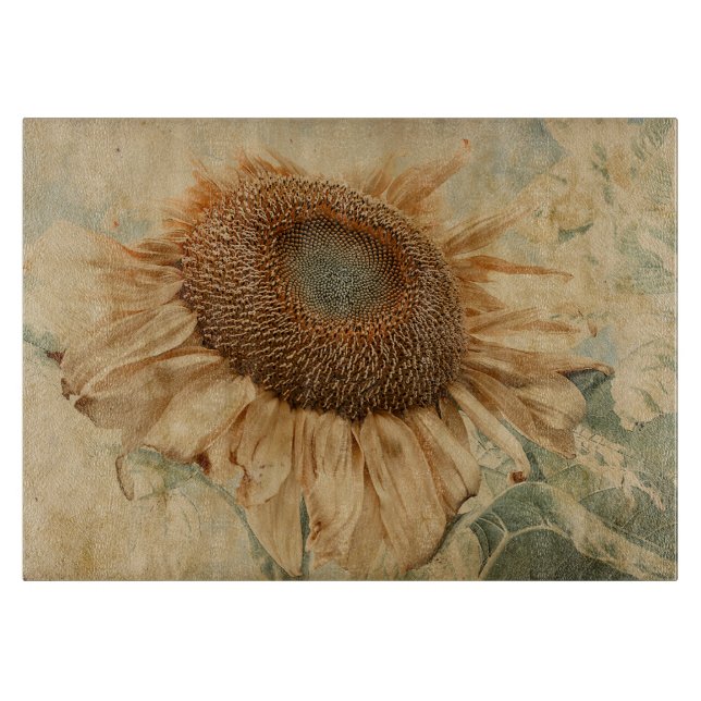Giant Sunblommor Gult Old Vintage Rustic Art (Framsidan)