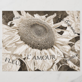 Giant Sunblommor Sepia Brown Ephemera-skript