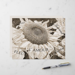 Giant Sunblommor Sepia Brown Ephemera-skript