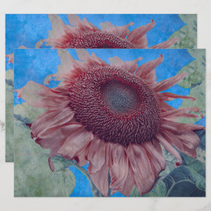Giant Sunwers Land Rosa Blue Decoupage Art