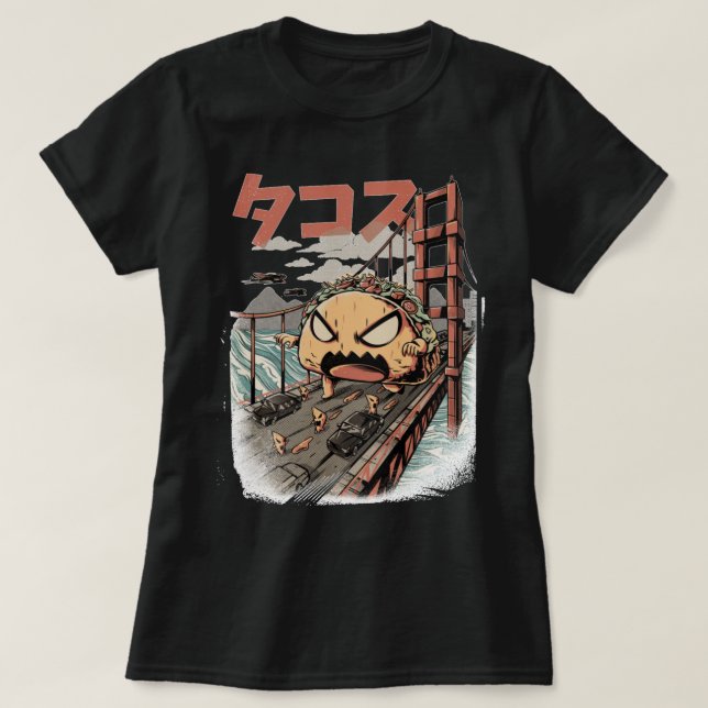Giant Taco Monster Kaiju Mexican Food Kawaii Anime T Shirt (Design framsida)