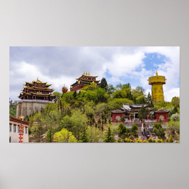 Giant tibetan prayer-hjul i Shangri-la - Yunnan Poster (Framsidan)