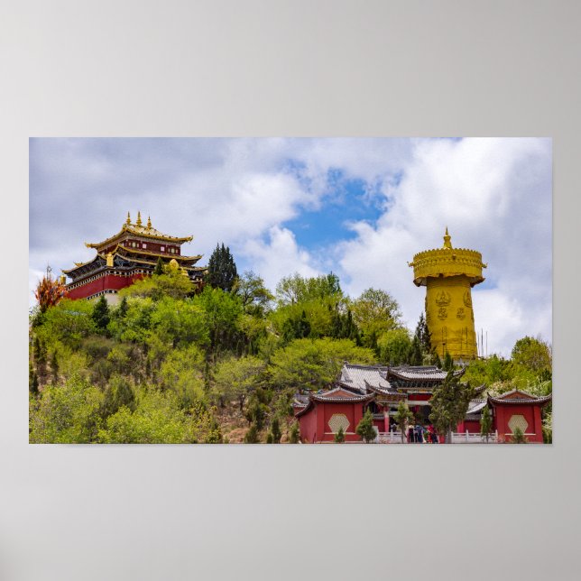 Giant tibetan prayer-hjul i Shangri-la - Yunnan Poster (Framsidan)