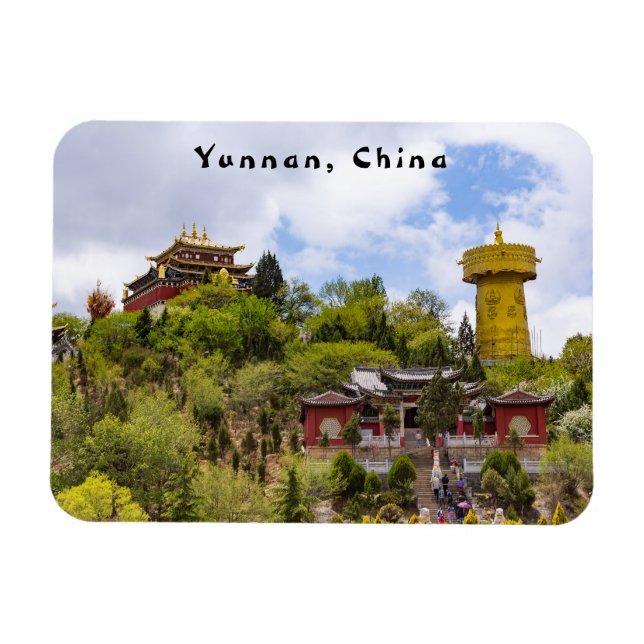 Giant tibetan prayer jul i Shangri-la - Yunnan Magnet (Horisontell)