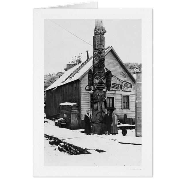 Giant Totem Ketchikan 1913 Hälsningskort (Framsidan)