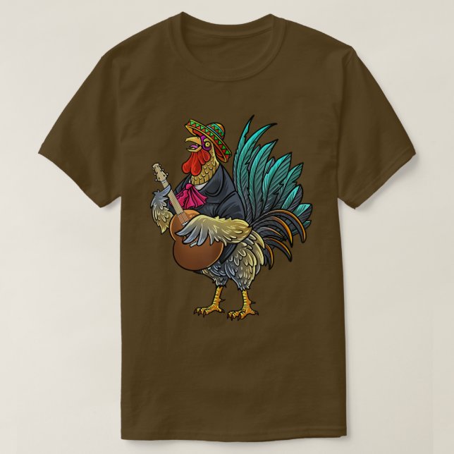 Giant Tupp Guitaring Funny Chicken Gallo Playin T Shirt (Design framsida)