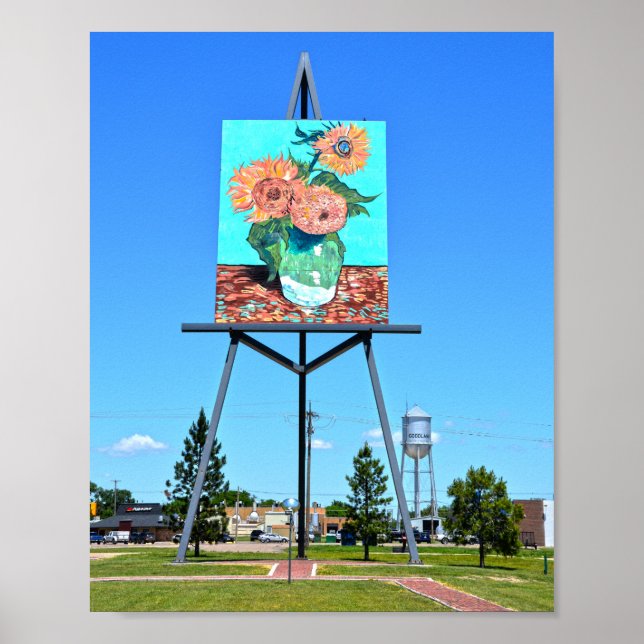 Giant Van Gogh's Sunblommor Artwork, Goodland, KS Poster (Framsidan)