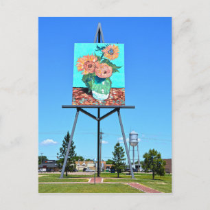 Giant Van Gogh's Sunblommor Artwork, Goodland, KS Vykort