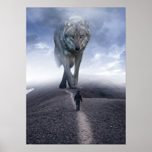 Giant Varg vs Man - Success Mindset Motivational Poster