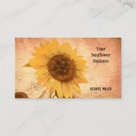Giant Vintage Solros Sepia Brown Gult Struktur Visitkort