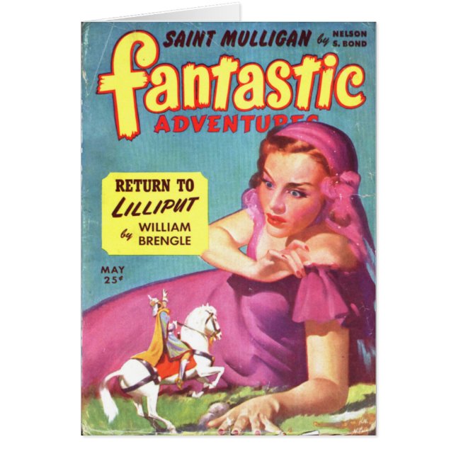 Giantess i en lavendelklänning hälsningskort (Framsidan)