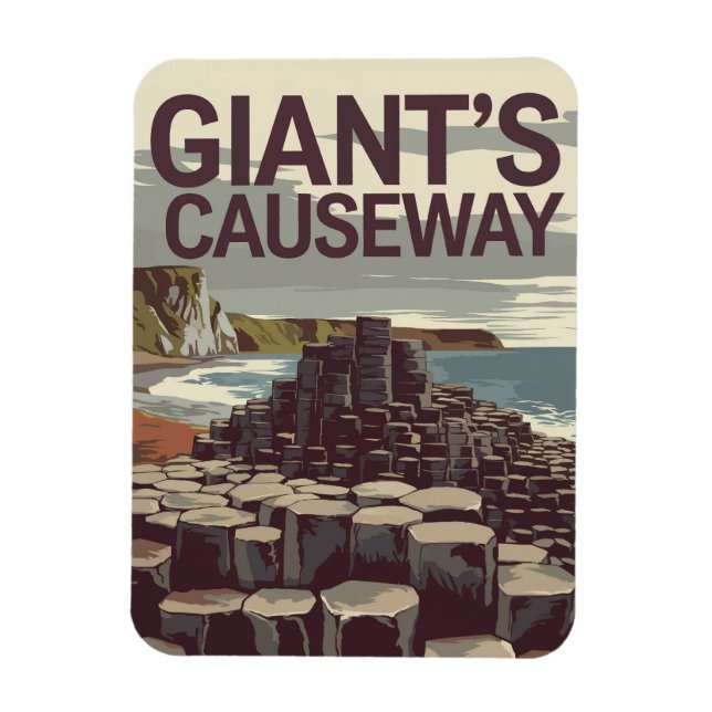 Giants Causeway Ireland Illustration Travel Art Magnet (Vertikal)