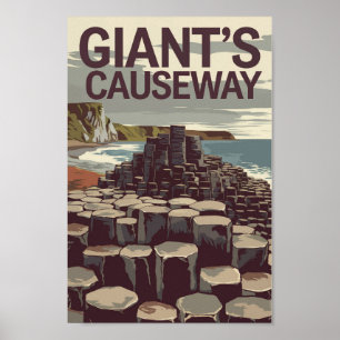 Giants Causeway Ireland Illustration Travel Art Poster