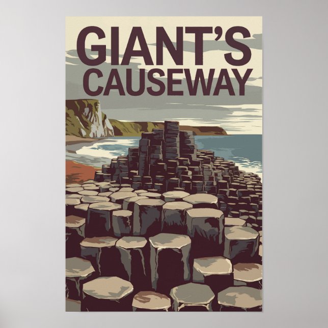 Giant's Causeway Irland Illustration Resa Konst Poster (Framsidan)