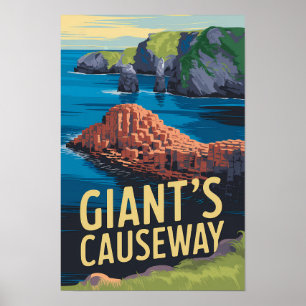 Giant's Causeway Irland Resa Konst Vintage Poster