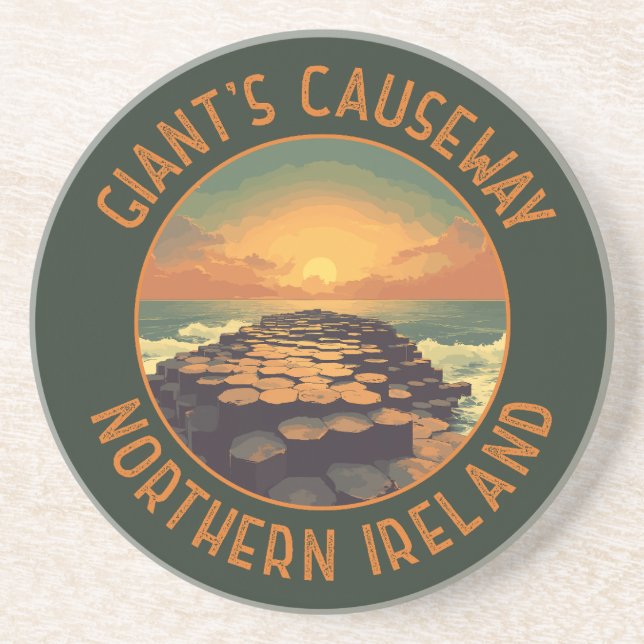 Giant's Causeway Irland Retro Distressed Circle Underlägg (Framsidan)