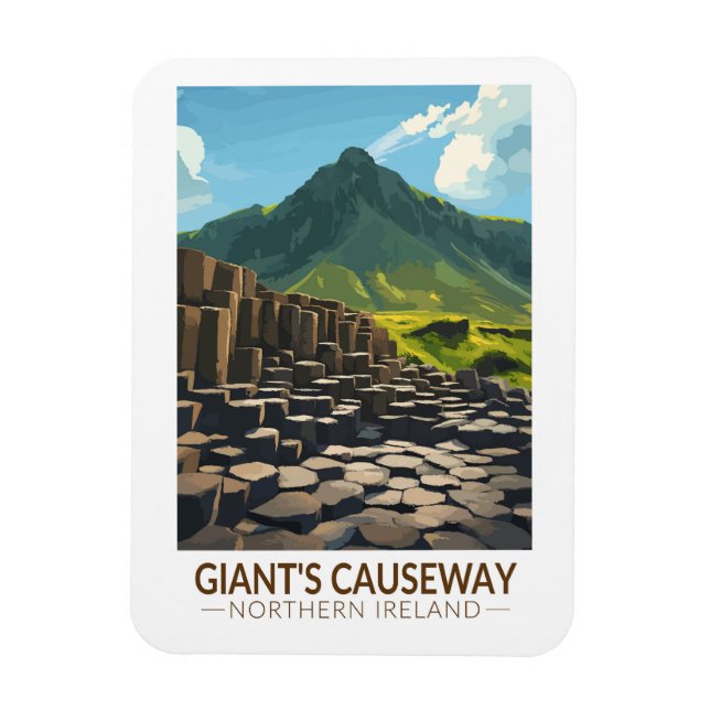 Giants Causeway Northern Ireland Illustration Magnet (Vertikal)