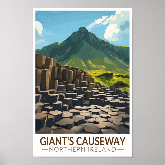 Giants Causeway Northern Ireland Illustration Poster (Framsidan)
