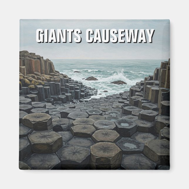 Giants Causeway Northern Ireland Travel Sunset Magnet (Framsidan)