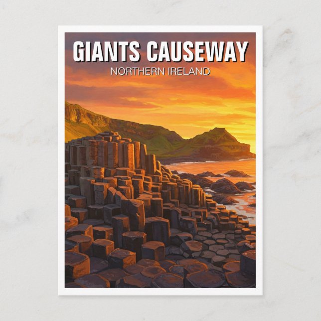 Giants Causeway Northern Ireland Travel Sunset Vykort (Framsida)