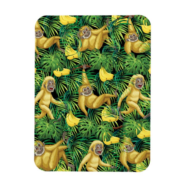 Gibbon Apes in Tropical Rainforest Banana Jungle Magnet (Vertikal)